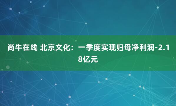 尚牛在线 北京文化：一季度实现归母净利润-2.18亿元