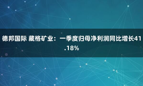 德邦国际 藏格矿业：一季度归母净利润同比增长41.18%
